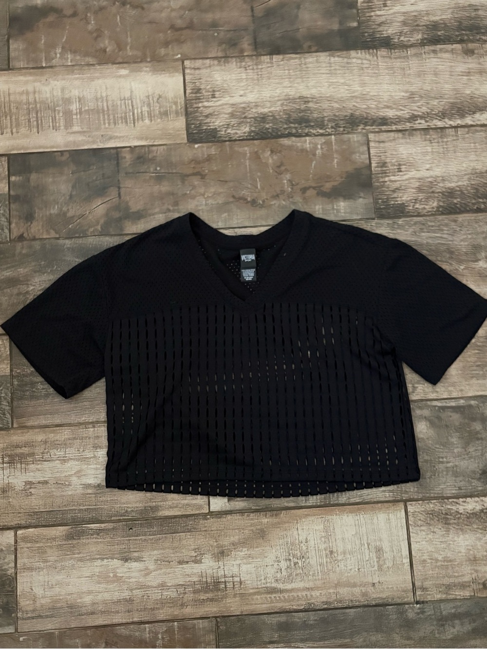 Black V-Neck Mesh Crop Top